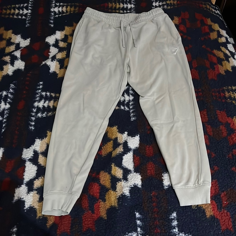 Large, beige, gymshark sweatpants
